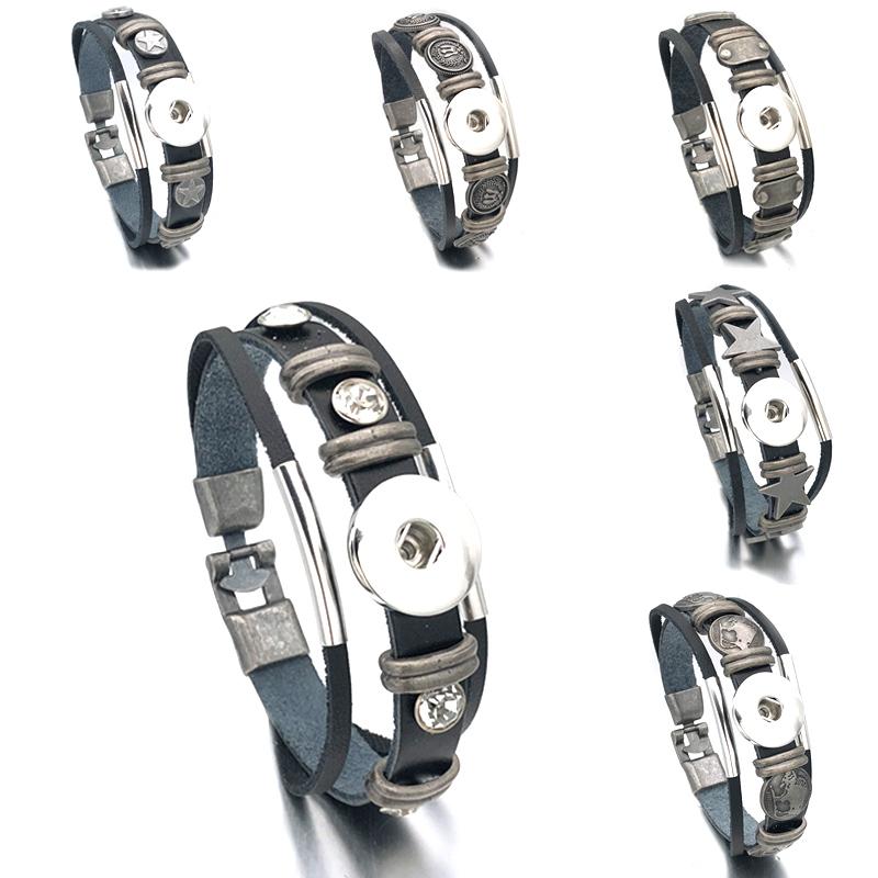 Charm Bracelets Fashion Punk 026 Interchangeable Really Genuine Leather Retro Bracelet 18mm Snap Button Bangle Jewelry For Women Men Gift
Charm Bracelets Fashion Punk 026 Interchangeable Really Genuine Leather Retro Bracelet 18mm Snap Button Bangle Jewelry For Women Men Gift