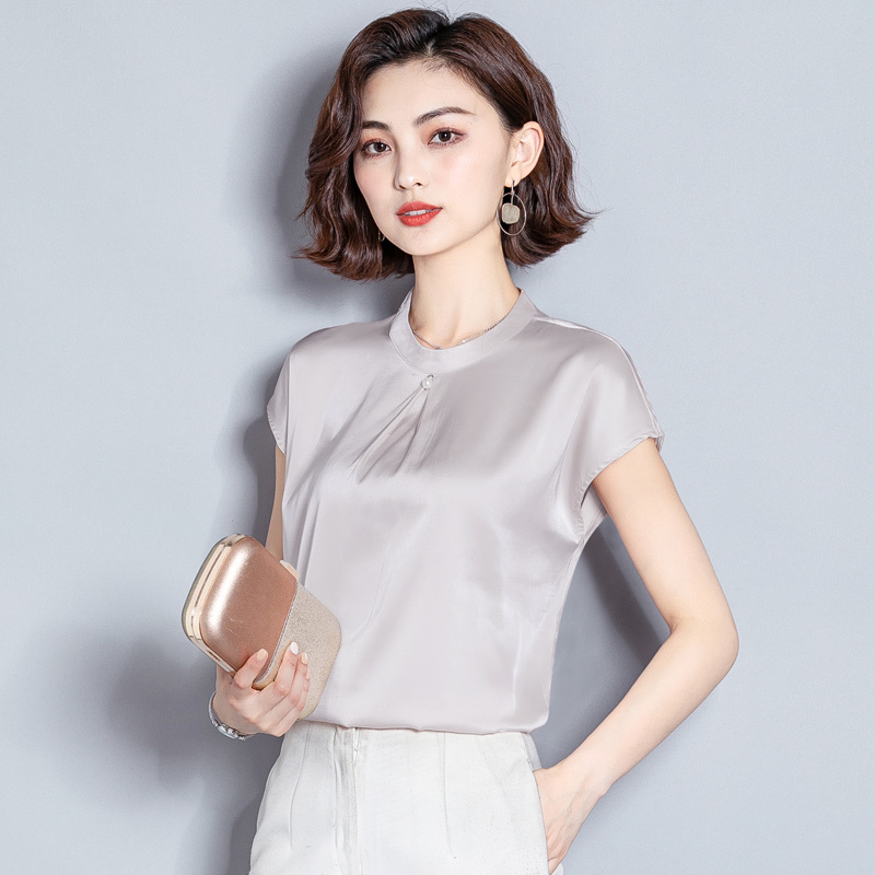 blusas mujer de moda women's blouses summer short sleeve solid chiffon women tops o-neck plus size 4896 50 210508