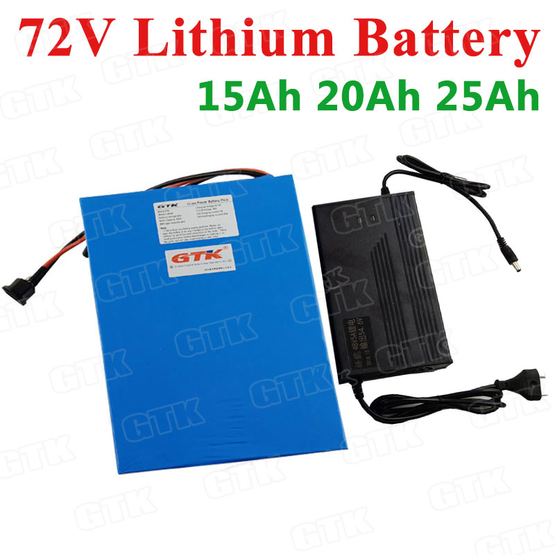 

72V 15ah 20ah 25ah li-ion power battery pack with 30A BMS rechargeable for electric car Tricycle electric bike motocycle+charger