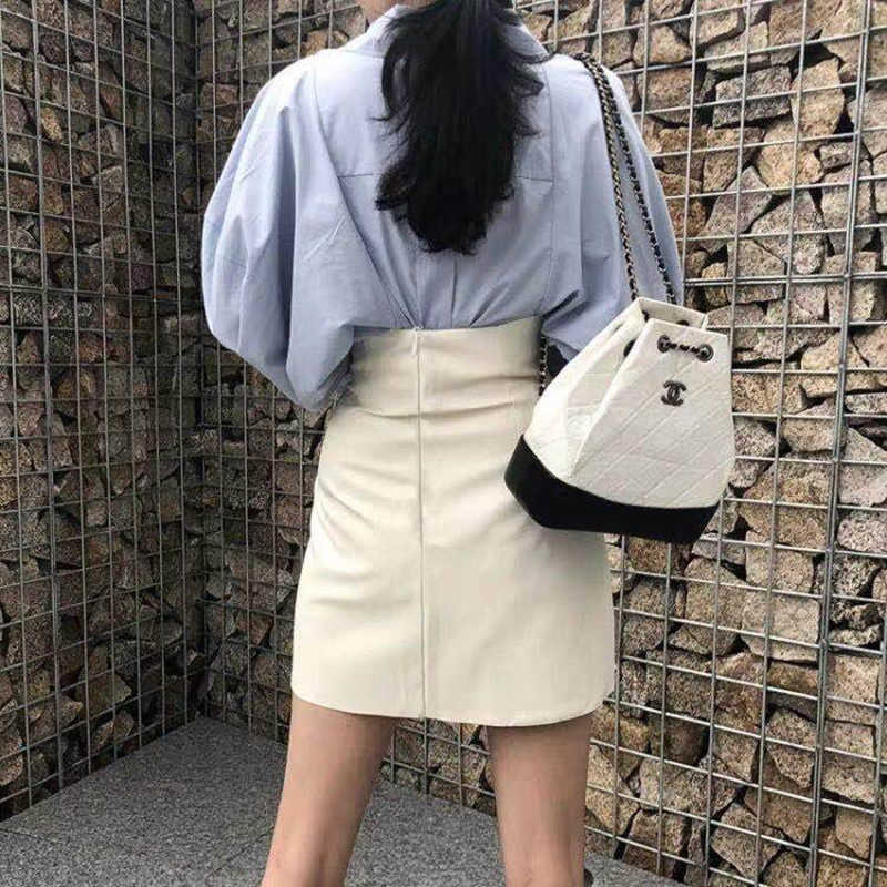 Summer Women's Leather Skirt Pu Leather Black White High Waist Short Asymmetric Skirt Woman Mini Skirts Female Clothes 210724