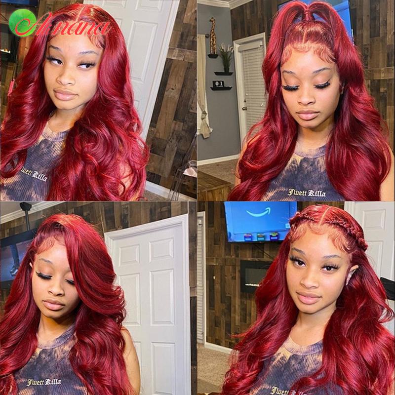 Human Hair Wigs For Black Women Remy 13X6 Lace Frontal 180% #99 Body Wave Front Strawberry Red Color, Natural color 
Human Hair Wigs For Black Women Remy 13X6 Lace Frontal 180% #99 Body Wave Front Strawberry Red Color, Natural color