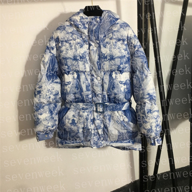 Fashion Print Women Hoodie Down Coats With Belt Winter Keep Warm Designers Jackets Long Sleeve Outerwear, Blue
Fashion Print Women Hoodie Down Coats With Belt Winter Keep Warm Designers Jackets Long Sleeve Outerwear, Blue