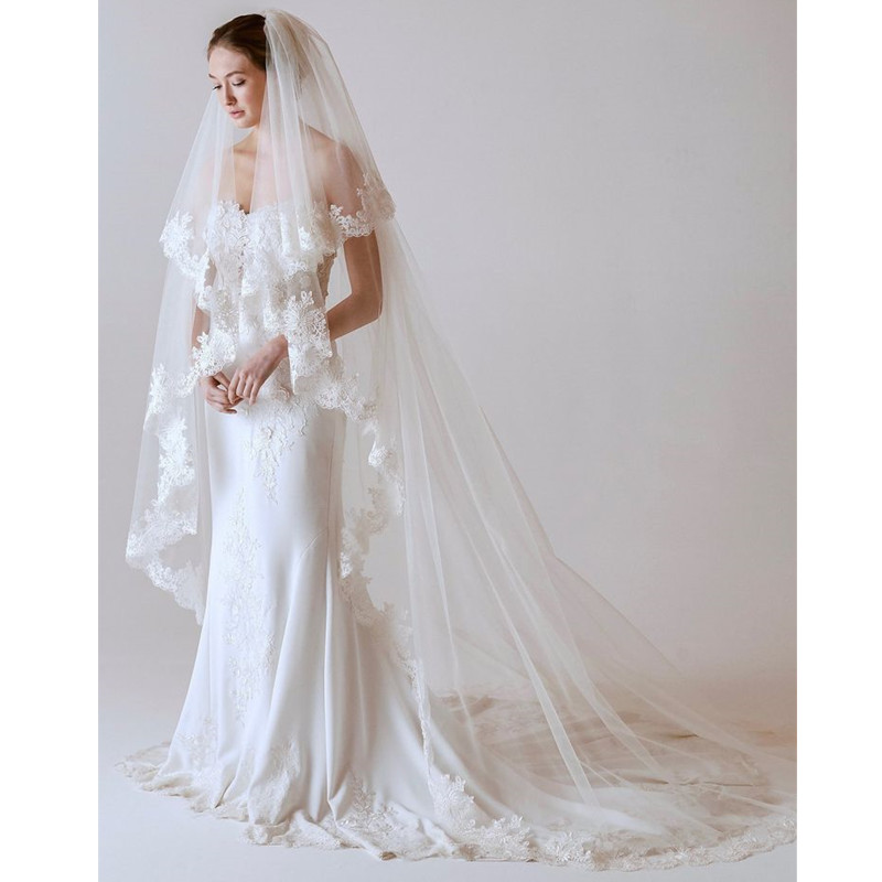 New Wedding Accessories White/Ivory Fashion Veil Ribbon Edge Short Two Layer Bridal Veils With Comb High QualityCCW0013