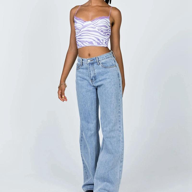 Striped Printed Purple Lace Trim Cami Backless Spaghetti Strap Crop Tops Sexy Women Summer Fashion Sleeveless Slim Fit Vest Women's Tanks &