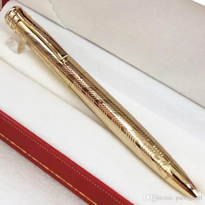 6 New Styles PP-C High Quality Classic Office Stationery Carved wavy crease lines Luxury Ballpoint Pen+2 Gift Refills+Gift Plush Pouch от DHgate WW