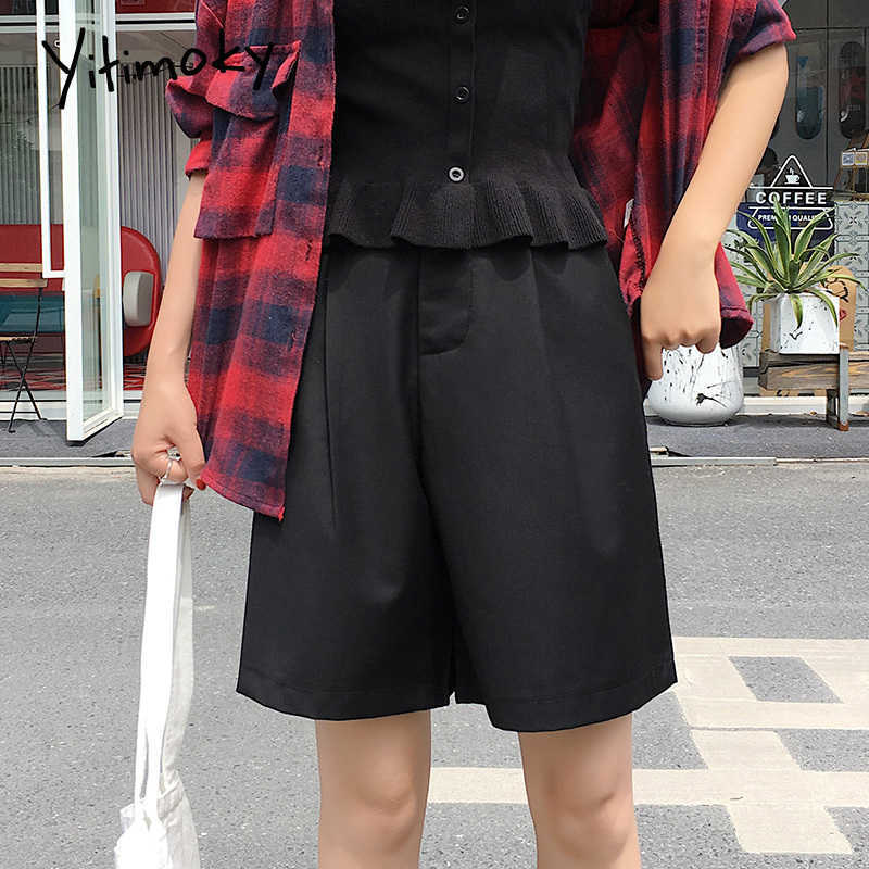 high waist shorts black women summer Formal Solid Straight plus size 5XL short pants fashion korean wide leg pant 210714