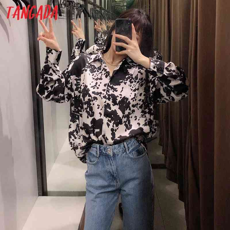 Women Retro Oversized Animal Print Blouse Long Sleeve Chic Female Casual Loose Shirt Blusas Femininas BE444 210416