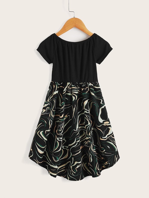 Toddler Girls Graphic Print High Low Dress SHE