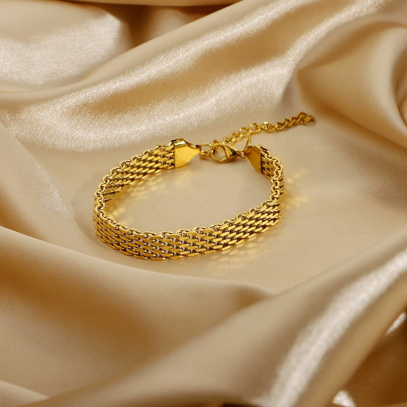 Paperclip Chain Bracelet Gold Color Stainless Steel Rectangle Link Cable Dainty Women Girls Layering Jewelry 22