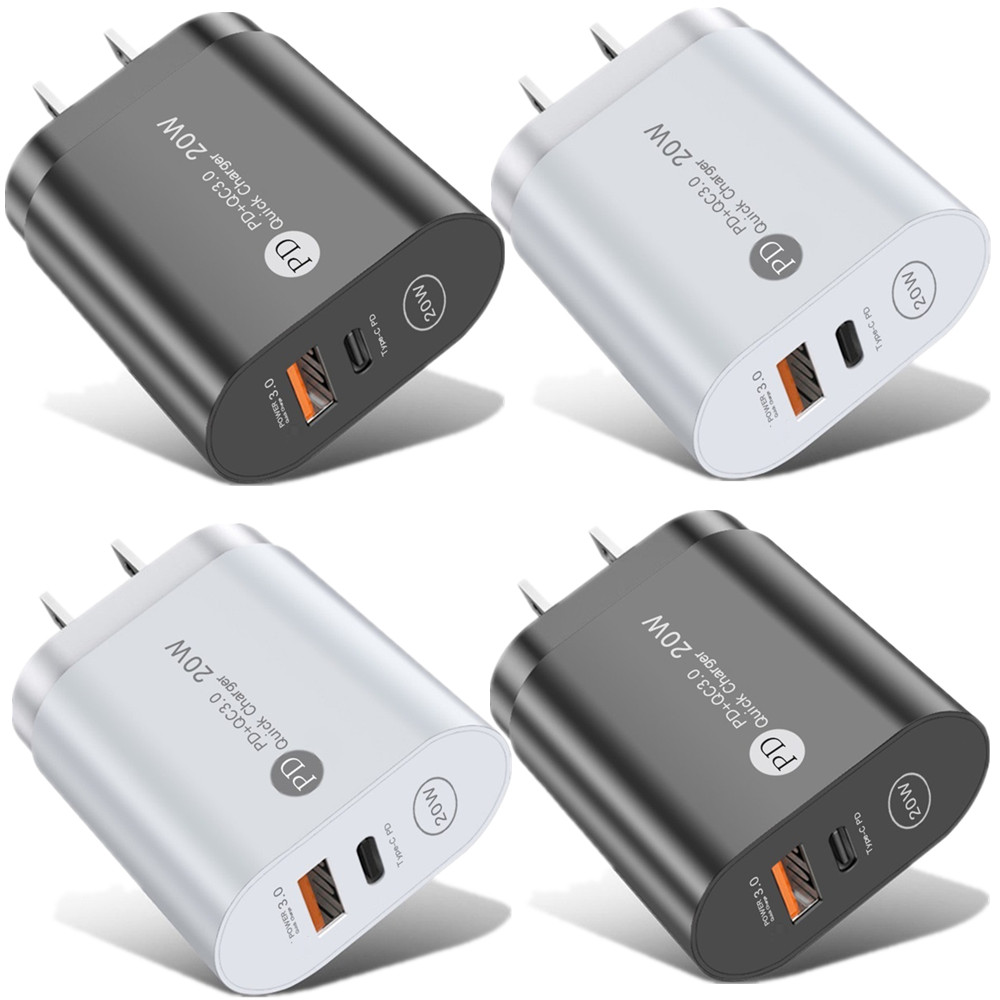 Fast Quick Charge EU US UK 20W 12W PD Type C USB C Wall Charger Smart Power adapters For IPad Iphone 11 12 13 14 15 Samsung Huawei Android phone With 
