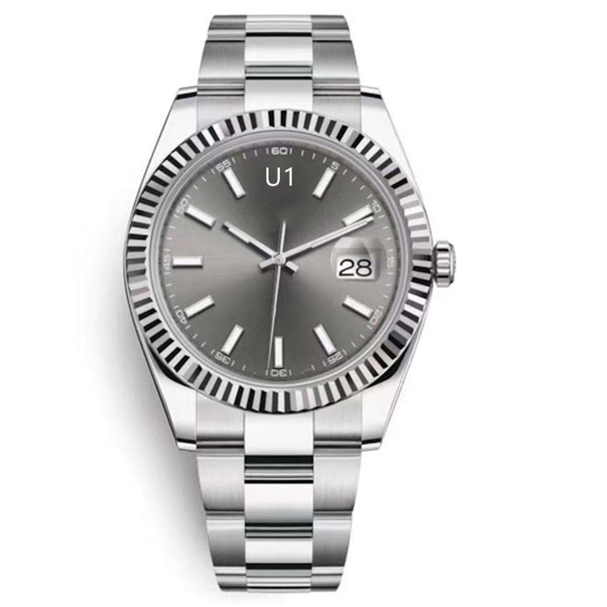 U1 ST9 Dark Rhodium Dial Diamond Datejust Fluted Bezel Watch 41mm 126333 126334 Automatic Mechianical Wristwatches Oyster Strap Sapphire Mov, Slivery;brown