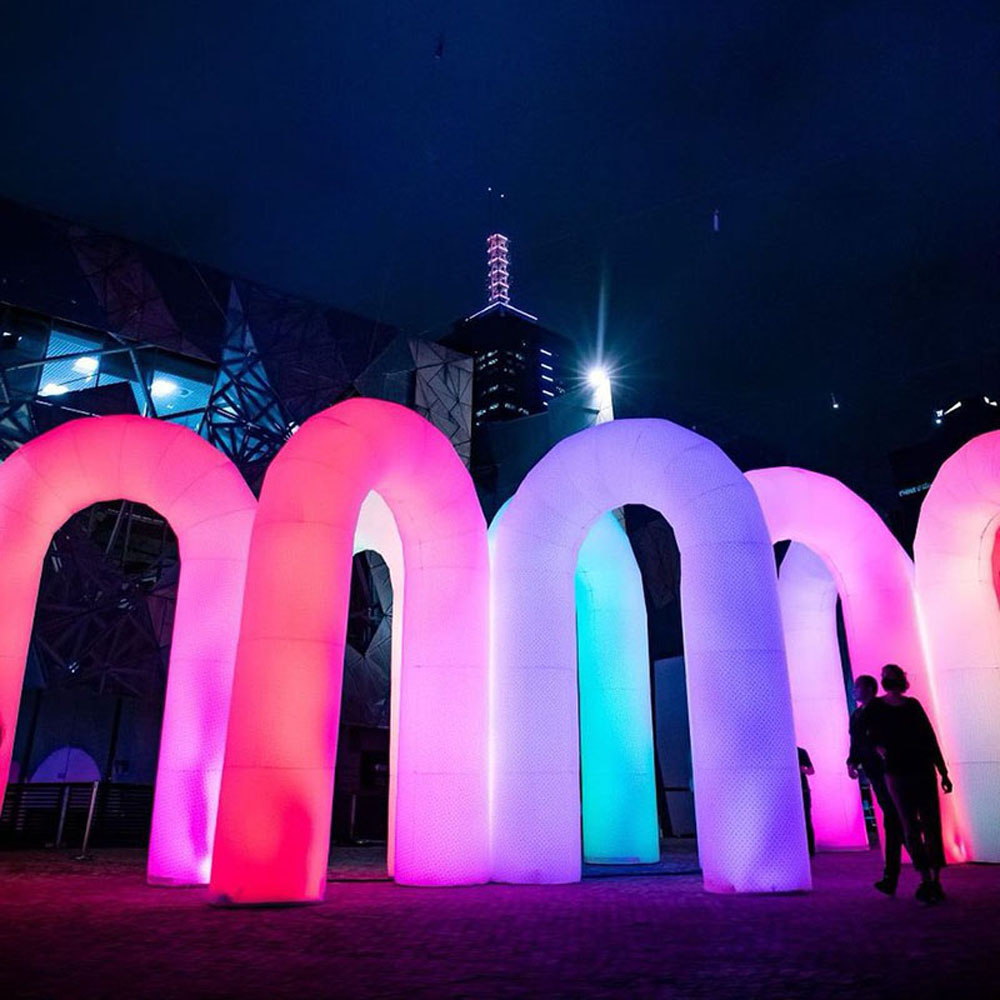 Large Round Inflatable Arch With led Lighting Decoration Wedding Party Event Rainbow Archway Entrance Finish Line Illuminated Balloon