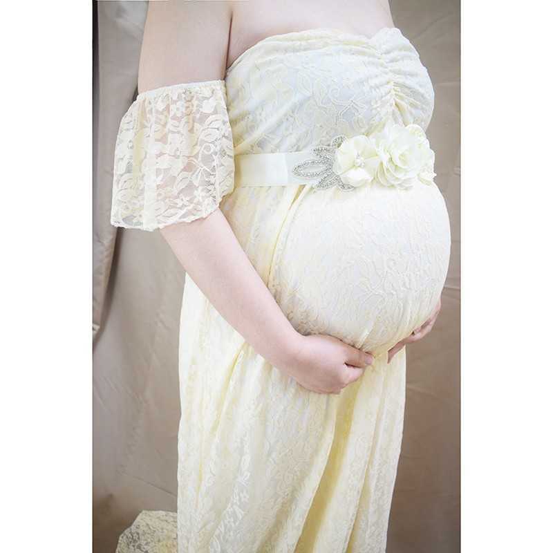 Pregnancy Gowns For Po Shoot Dresses Pregnant Women Baby Shower Maternity Pography Tail Ground Lace 210922