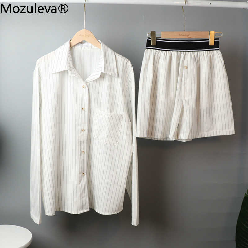 Mozuleva Women's Summer Two-piece Home Suit for Spring / Autumn Thin Long-sleeved Cotton Pants Pajamas Women Autumn Cotton Suit 210924