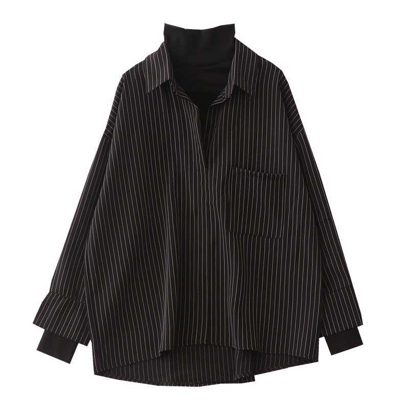 Fake Two Piece Striped Shirt Women Patchwork Knitted Turtleneck Autumn Winter Long Sleeve Casual Loose Female Blouse Tops 210721, White
Fake Two Piece Striped Shirt Women Patchwork Knitted Turtleneck Autumn Winter Long Sleeve Casual Loose Female Blouse Tops 210721, White
