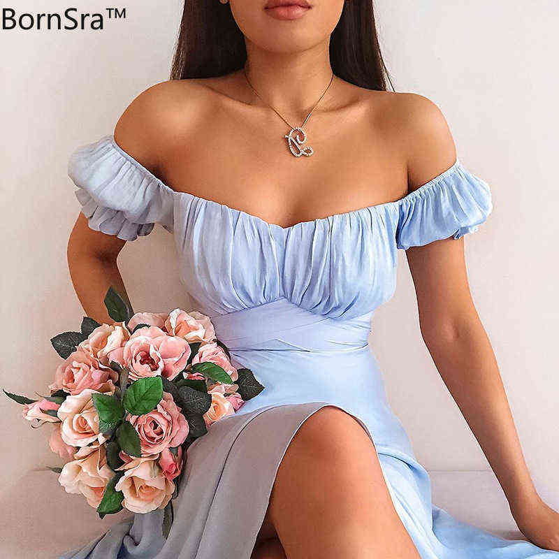 Bornsra 2021 Summer's New Solid-colored Simple One-word Shoulder-length Skirt Summer Slash Neck Puff Sleeve Dresses for Women G1223, Purple
Bornsra 2021 Summer's New Solid-colored Simple One-word Shoulder-length Skirt Summer Slash Neck Puff Sleeve Dresses for Women G1223, Purple