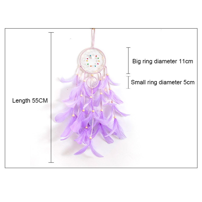 Dream Catcher Handmade Feathers Ornament Wall Car Hanging Decor With String Light Decoration Home Adornment Dreamcatcher Gifts