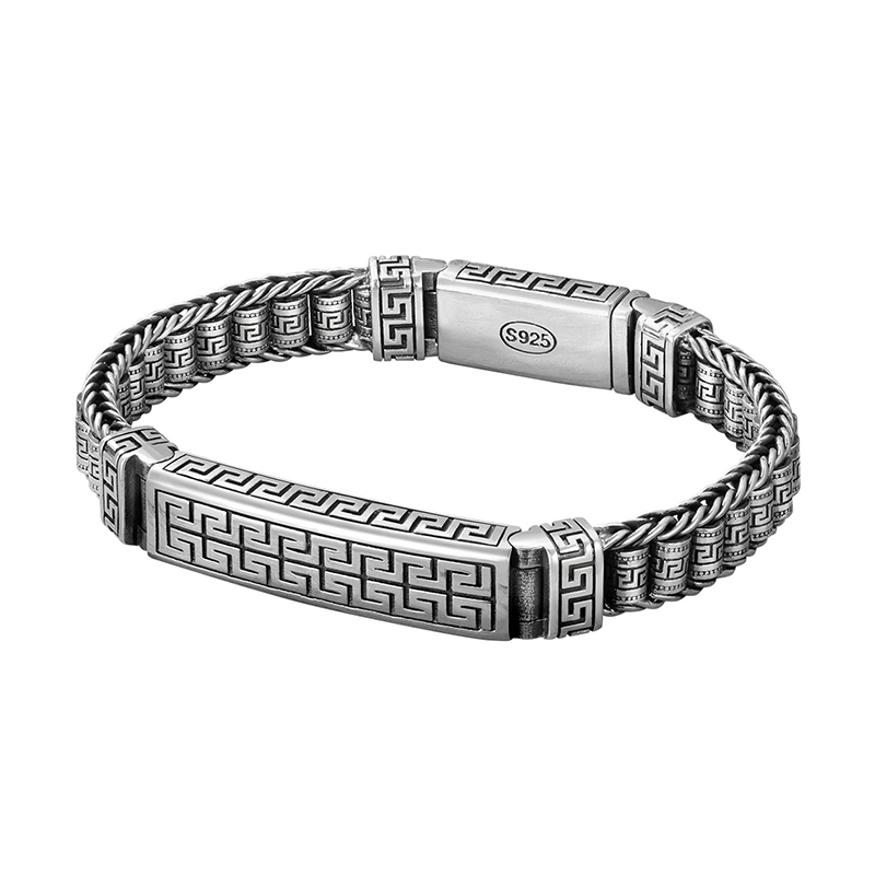 Brand New National Tide Back Word Pattern Handwoven Bracelet for Men Domineering Korean Version of The Trendy Personality Retro A