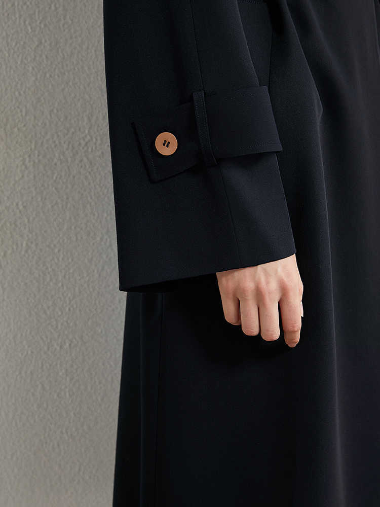 Minimalism Spring Autumn Trench Coat Women Causal Solid Lapel Belt Knee-length Women's Windbreaker Female Jacket 1253 210527