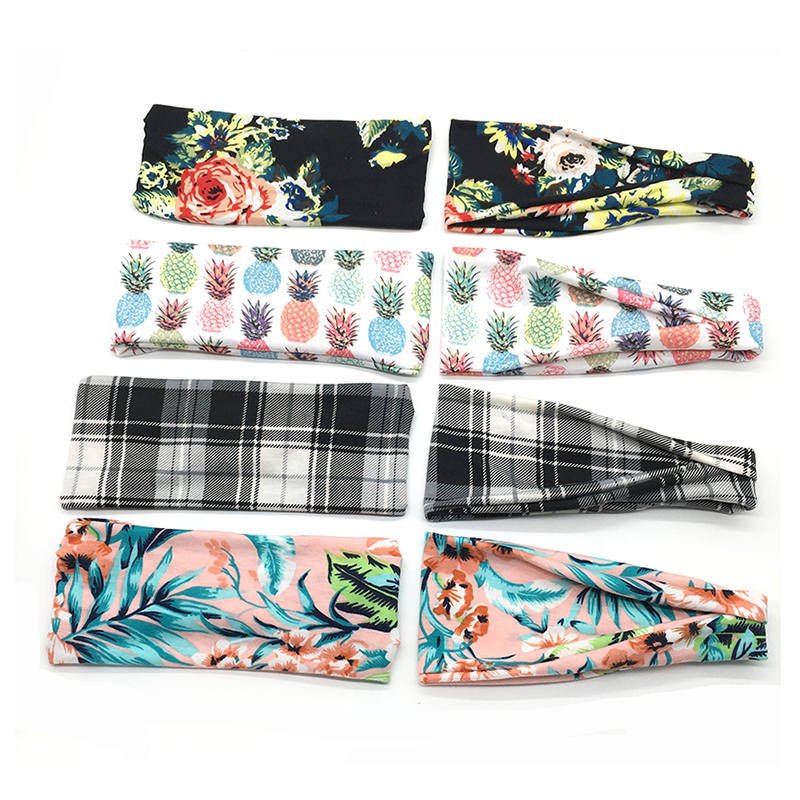 Sports Headband Women's Wide-sided Folding Printed Headbands Sweat Hair Accessories Yoga Fitness Scarf Sport Towel Diadema Deportiva Para Mujer