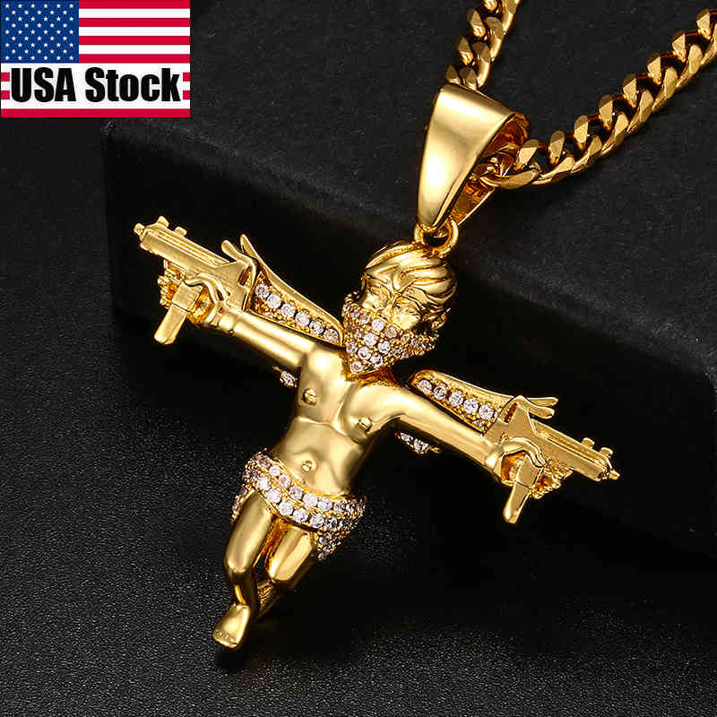 New UZI Kolye GUN Shape Double Gun Cross Pendant Iced Out Micro Pave CZ Stone Pendant Necklace Faith Jewelry For Men Hip Hop X0509
New UZI Kolye GUN Shape Double Gun Cross Pendant Iced Out Micro Pave CZ Stone Pendant Necklace Faith Jewelry For Men Hip Hop X0509