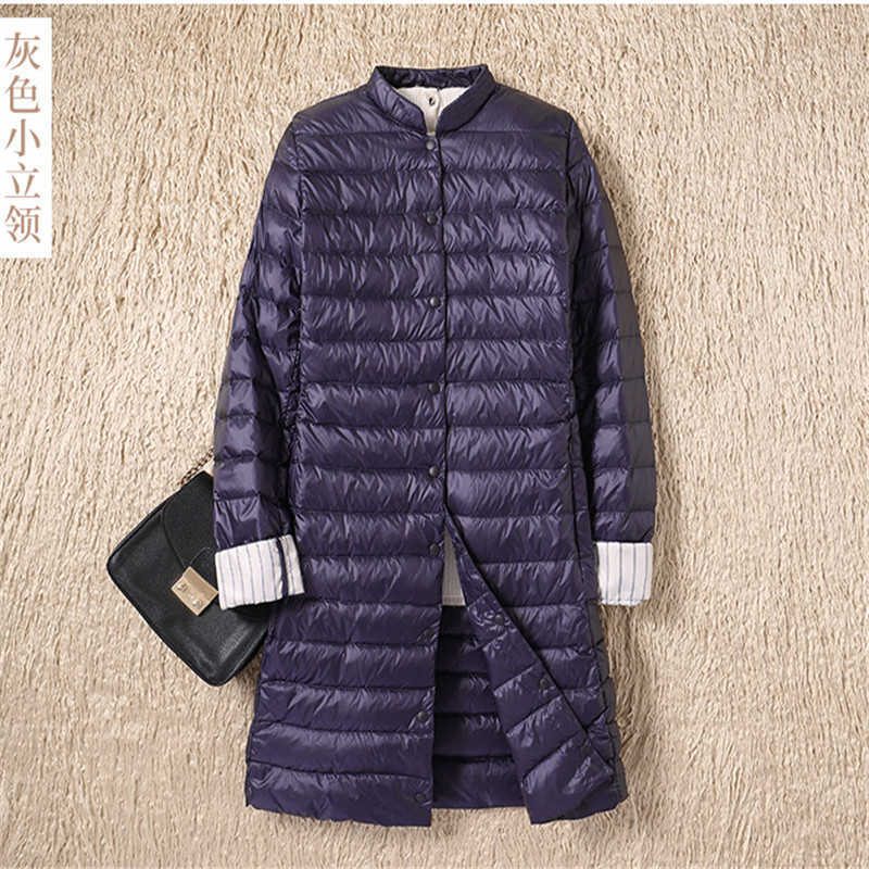 Sanishroly Women Midi Long Coat Autumn Winter Ultra Light Down Coat Parka Female White Duck Down Jacket Plus Size 2XL SE593 210819