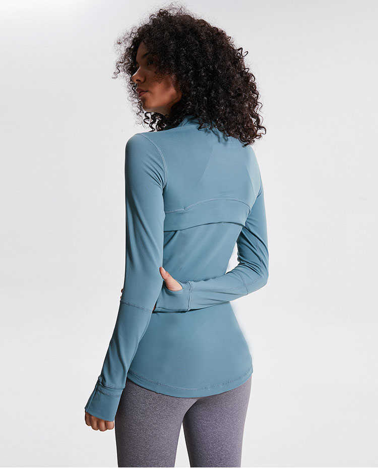 L-78 Autumn Winter New Zipper Jacket Quick-Drying Yoga Clothes Long-Sleeve Thumb Hole Training Running Women Slim Fitness Coat Wear yoga clothesv