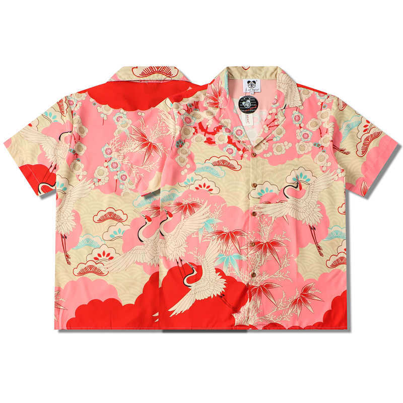 OSCN7 Casual Street Printed Short Sleeve Shirt Men Hawaii Beach Oversize Women Fashion Harujuku Shirts for CXX18 210721