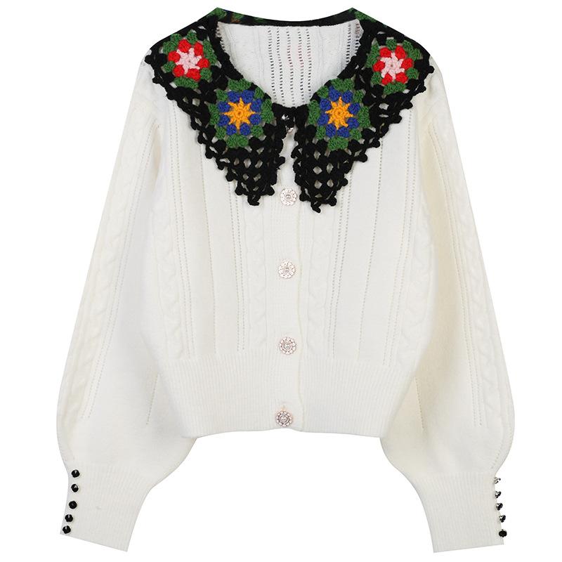 Women's Knits & Tees Harajuku Sweet Mori Girl Peterpan Collar Lace Crochet Sweater Cardigan Embroidered Women Oversized Knitwear Autumn Jack, White
Women's Knits & Tees Harajuku Sweet Mori Girl Peterpan Collar Lace Crochet Sweater Cardigan Embroidered Women Oversized Knitwear Autumn Jack, White