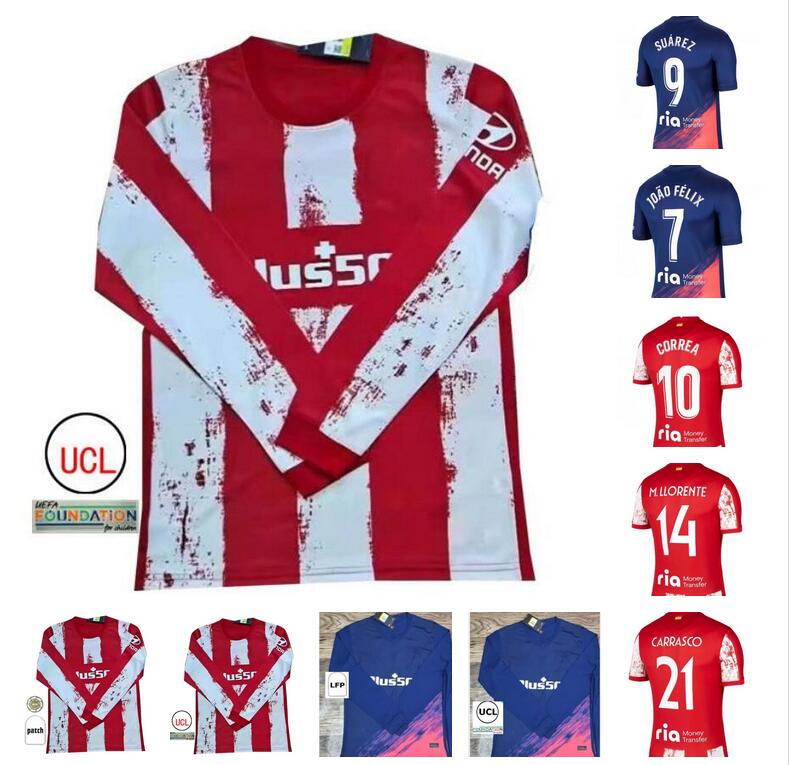 Long sleeve Atletico soccer jerseys 21 22 JOÃO FÉLIX MADRID 2021 2022 M. LLORENTE KOKE SUAREZ Correa Carrasco camiseta football shirts uniforms away GRIEZMANN R. DE PAUL
Long sleeve Atletico soccer jerseys 21 22 JOÃO FÉLIX MADRID 2021 2022 M. LLORENTE KOKE SUAREZ Correa Carrasco camiseta football shirts uniforms away GRIEZMANN R. DE PAUL