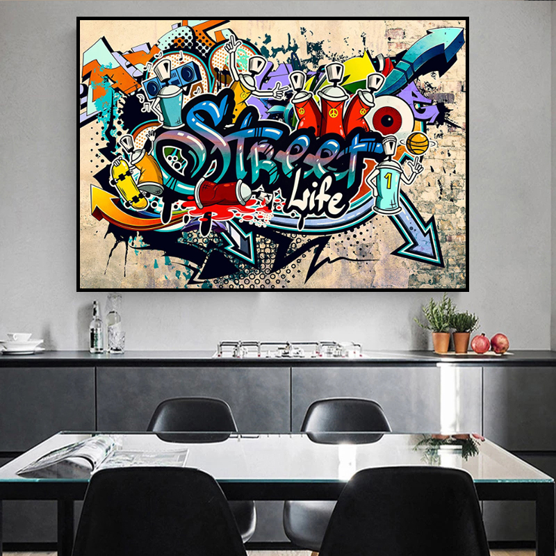 Artwork Graffiti Art Street Pop Posters Canvas Painting Posters and Prints Cuadros Living Room Home Decoration Wall Art