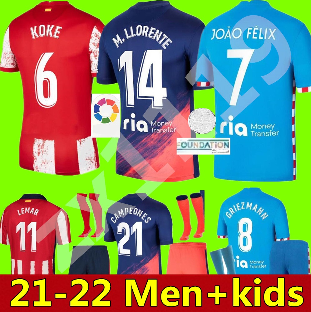 21 22 Atletico Griezmann Soccer Jerseys home away 3rd Madrid SUAREZ JOÃO FÉLIX 2021 2022 M. Llorente CORREA KOKE LEMAR CARRASCO adult men kids kit Youth Football Shirt, Kids home
21 22 Atletico Griezmann Soccer Jerseys home away 3rd Madrid SUAREZ JOÃO FÉLIX 2021 2022 M. Llorente CORREA KOKE LEMAR CARRASCO adult men kids kit Youth Football Shirt, Kids home