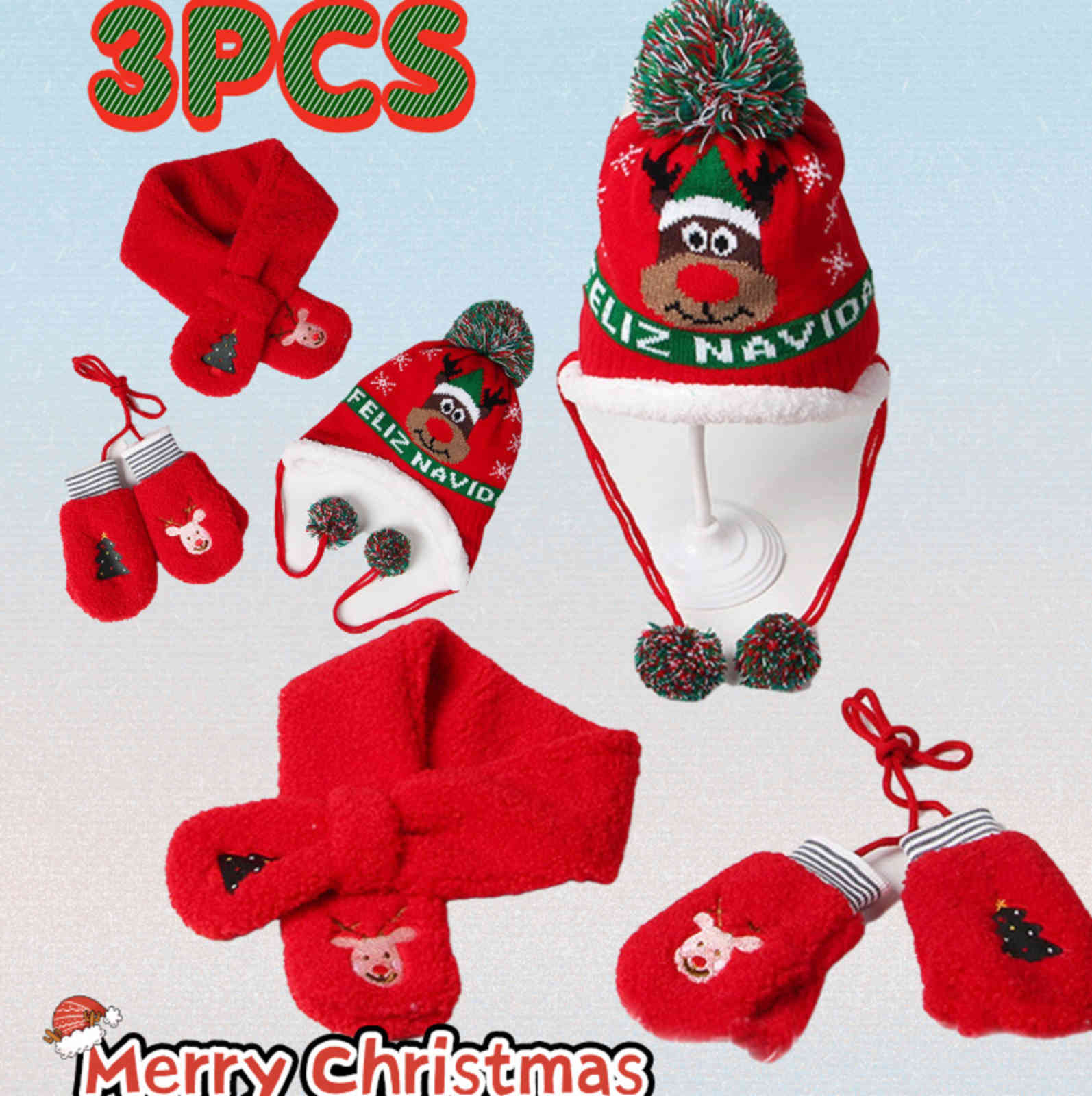 3pcs Children Winter Warm Hats Scarf Gloves Set Baby Beanies Cap Knitted Plush for Girl Boy Kid Christmas Red
3pcs Children Winter Warm Hats Scarf Gloves Set Baby Beanies Cap Knitted Plush for Girl Boy Kid Christmas Red