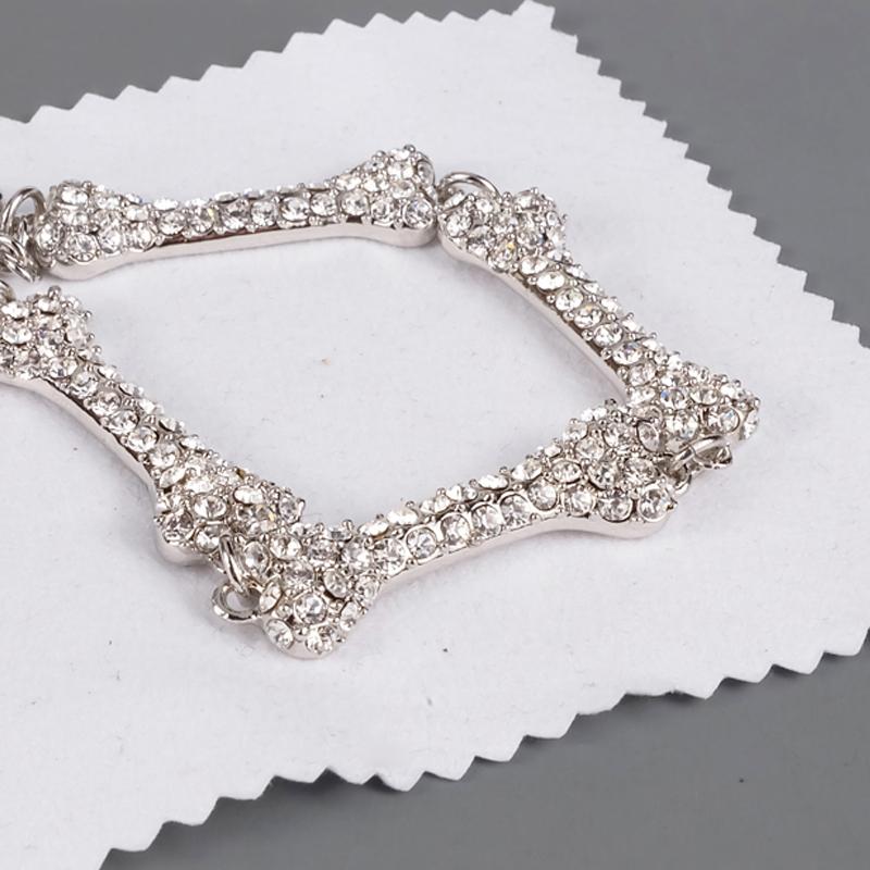 Sparkly Rhinestone Bone Choker Necklace with Stamp Women Letters Short Chain Necklaces for Gift Party High Quality Jewelry