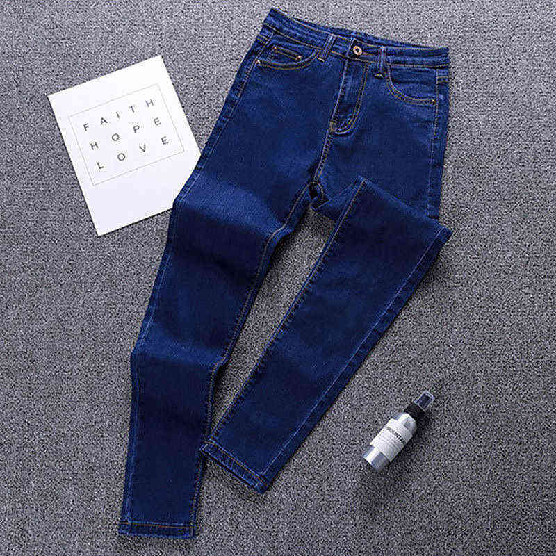 Slim Blue Skinny Jeans for Women High Waist Woman Denim Pencil Pants Stretch Ladies Plus Size 211129