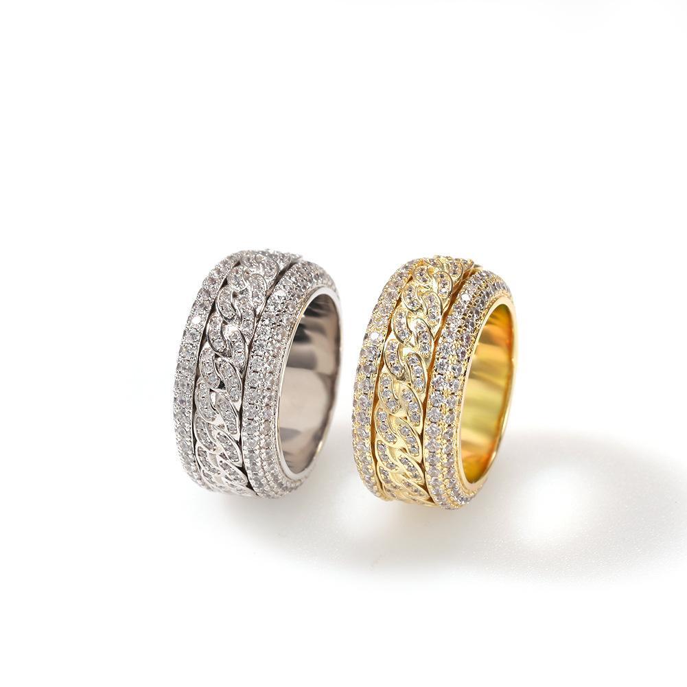 Hip Hop Bling Iced Out Cubic Zirconia CZ Ring for Men Women Spinner Cuban Chain Round Rings Party Jewelry
Hip Hop Bling Iced Out Cubic Zirconia CZ Ring for Men Women Spinner Cuban Chain Round Rings Party Jewelry