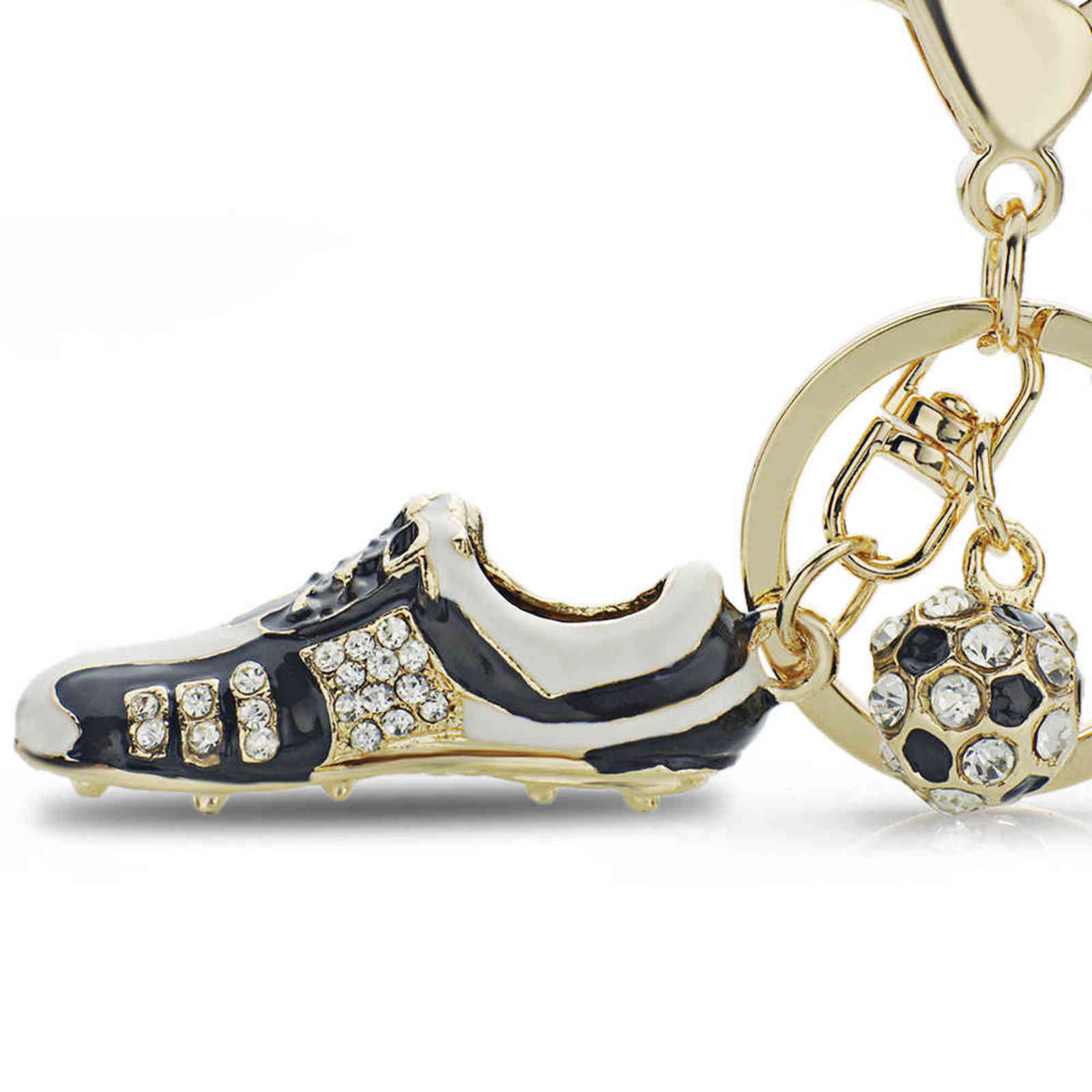 Crystal Football Soccer Shoes Rhinestone Keychains For Car Purse Bag Buckle Pendant Keyrings Key Chains Women Gift K258 H1126
