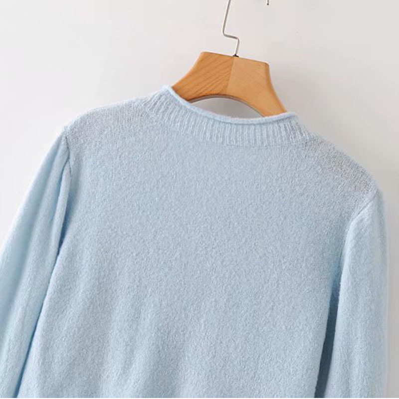 Round Neck Single-breasted Thin Simple Female Cardigan Korean Fashion Outer Wear Pocket Chic Women's Sweater Tops 210507