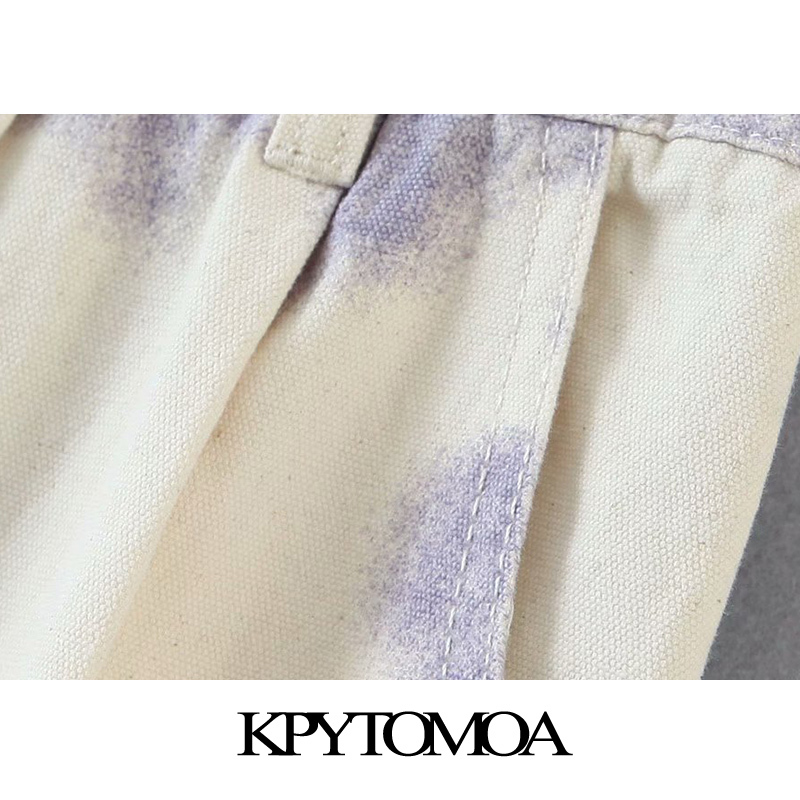 Women Chic Fashion Tie-dye Print Side Pockets Pants High Waist Zipper Fly Female Ankle Trousers Mujer 210420