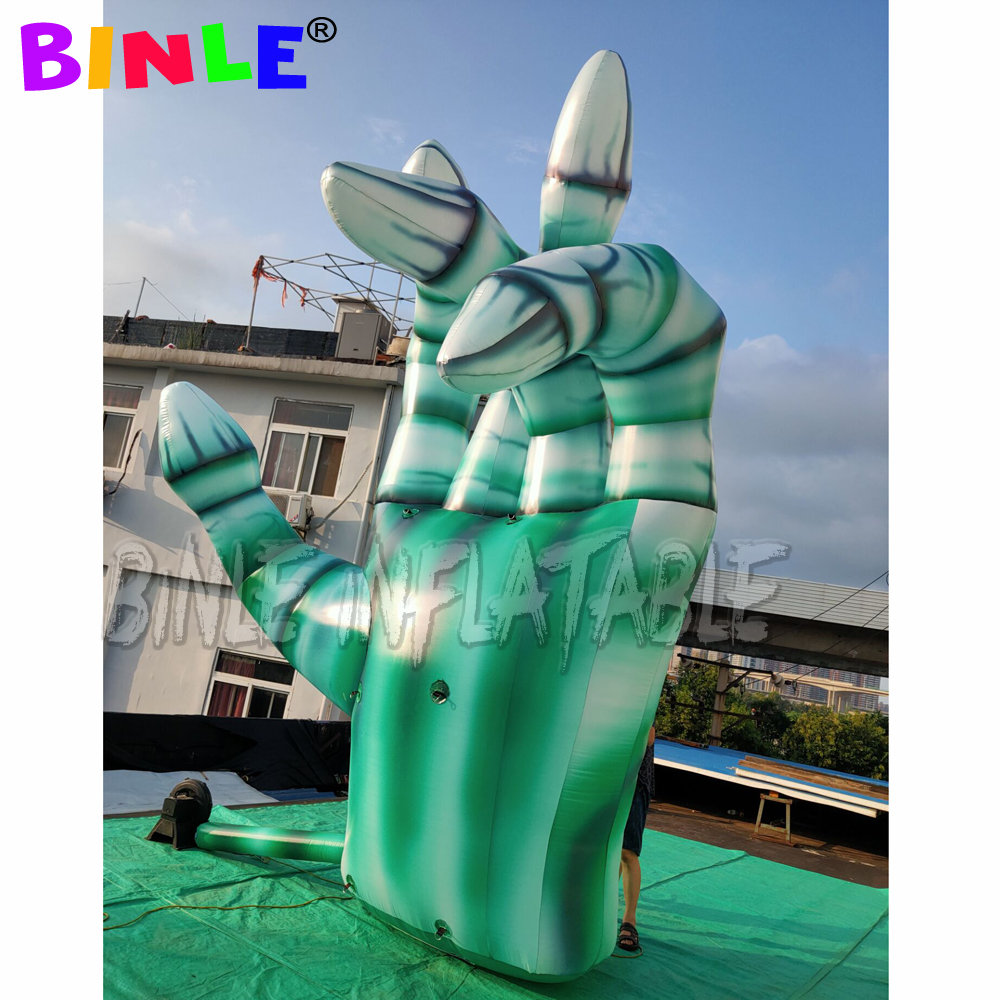Customized giant green inflatable halloween yard decorations horror skeleton hand for outdoor