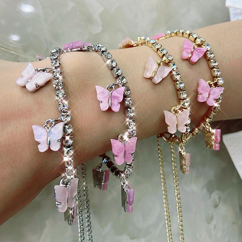 Link, Chain Cender Boho Style Rhinestone Tennis Bracelet For Women Acrylic Butterfly Pendant Bracelets Female Beach Hand Jewelry Wholesale
Link, Chain Cender Boho Style Rhinestone Tennis Bracelet For Women Acrylic Butterfly Pendant Bracelets Female Beach Hand Jewelry Wholesale