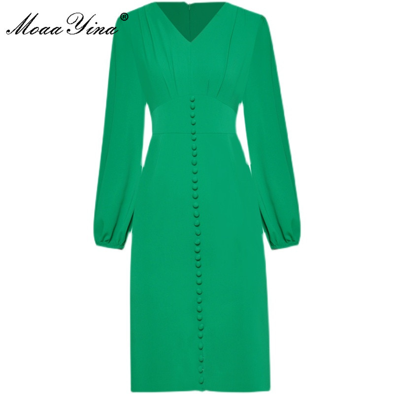 Summer Women Plus Size Casual Office Short Dress Designer Lady V-neck Lantern sleeve Solid Slim Mini S-3XL 210524, Green
Summer Women Plus Size Casual Office Short Dress Designer Lady V-neck Lantern sleeve Solid Slim Mini S-3XL 210524, Green