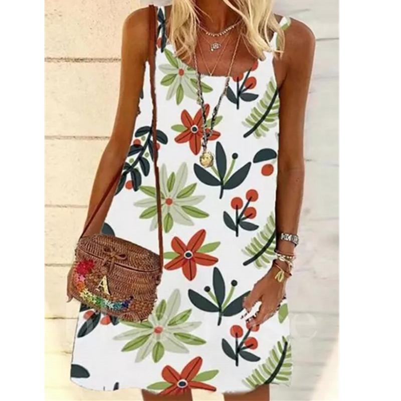 Casual Dresses Loose Large Size Fresh Vest Pullover Dress Selling 2021 Women's Summer Sleeveless Printed Skirt