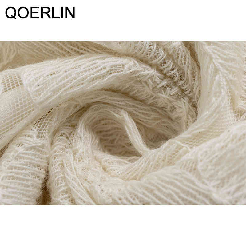 QOERLIN S2XL Chic Elegant Vneck Lantern Sleeve Shirt Blouse Women Korean Sweet Plus Size Apricot Hollow Out Tops Blusa Mujer 210412
