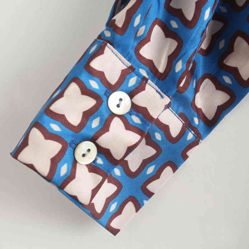 Women Summer Vintage Print Dress Long Sleeve Turn-down Collar Buttons Dresses Female Elegant Straight Shirts Dress vestidos 210409