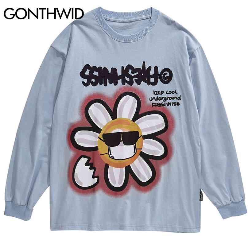 Hip Hop Streetwear Tees Shirts Sunflower Flower Print Long Sleeve Tshirts Mens Fashion Casual Loose Oversized Tops 210602, Black
Hip Hop Streetwear Tees Shirts Sunflower Flower Print Long Sleeve Tshirts Mens Fashion Casual Loose Oversized Tops 210602, Black