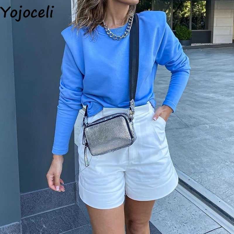 Yojoceli Autumn warm casual women sweatshirt Winter basic fashion tracksuit female Chic elegant short sweatshirts 210609