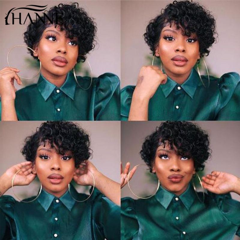 Lace Wigs Short Bob Curly Hair Pixie Cut Brazilian Human For Black Women Natural Remy Wig 150% Density Glueless Side Part