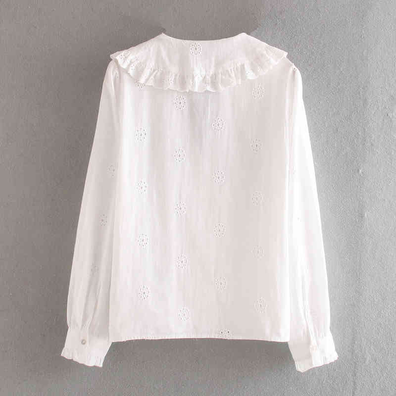 Fall Lapel Long-Sleeve Shirt: Cultivate Morality With Hollow Embroidery