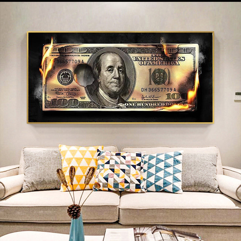 Colorful Dollors Canvas Paintings Graffiti Art For Living Room Modern Money Watercolor Abstract Art Cuadros Posters Home Decor